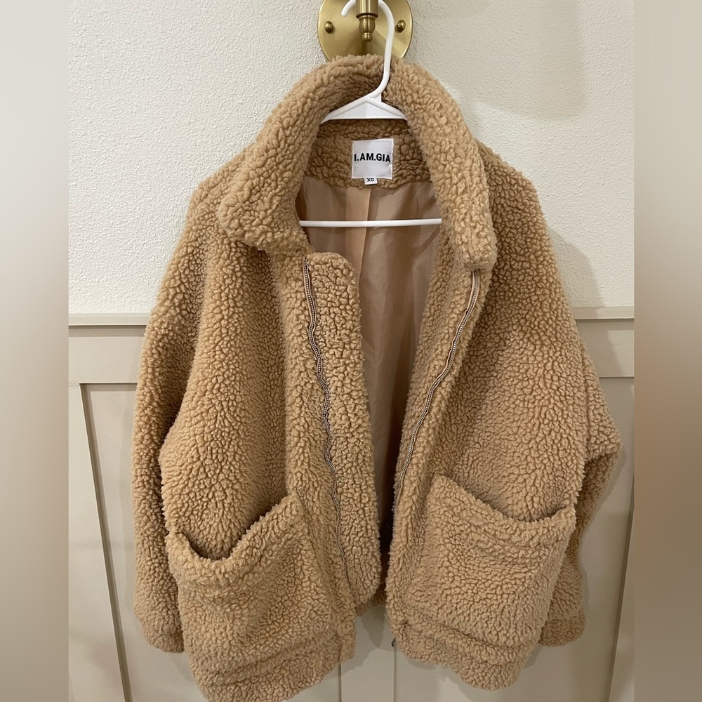 I.AM.GIA Tan Oversized Teddy Fall Jacket - Picture 6 of 14